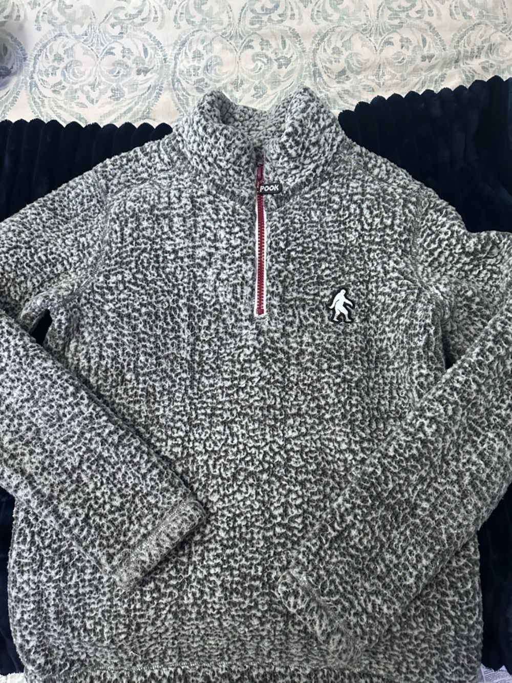 Men’s Gray Sherpa Quarter-Zip Pullover Sweater